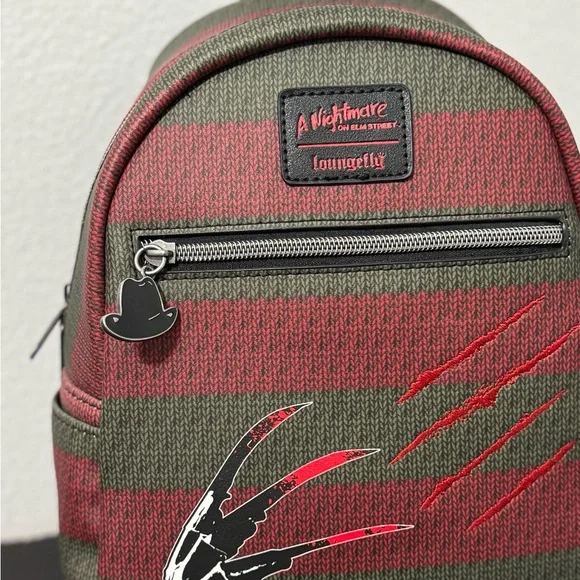 Loungefly A Nightmare On Elm Street Freddy Glove Stripe Mini Backpack - Picture 2 of 6